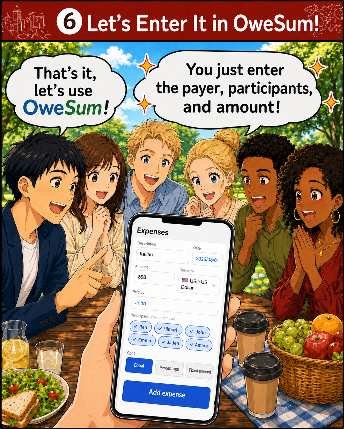 Entering an expense into OweSum