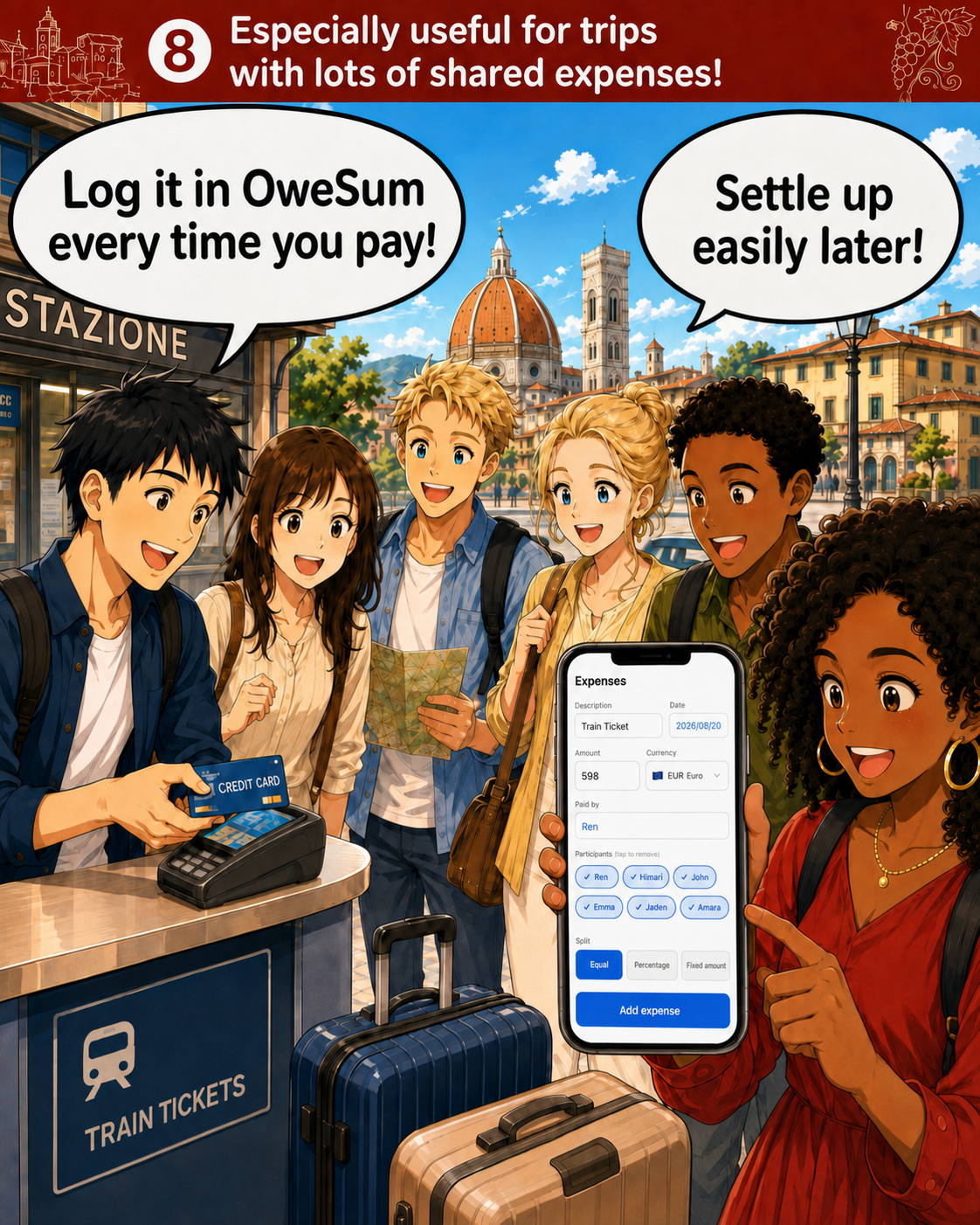 Recording expenses with OweSum during a group trip